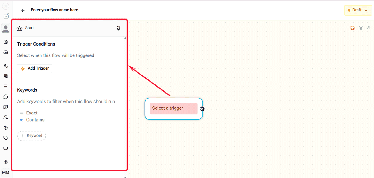 simple flow trigger setting